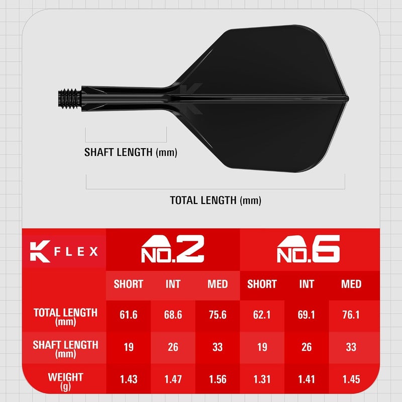 Target Darts أجنحة وعمود دارت مدمجة K Flex، رقم 6 | عبوة من 3 K-Flex - رقم 6، Kflex جميعها في واحدة أجنحة دارت مصبوبة وأطوال العمود: قصير، متوسط وطويل | ملحقات دارت احترافية - Image 4